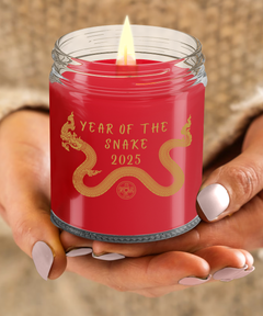 Year of the Snake 2025 9oz Scented Soy Blend Candle Chinese New Years Coin