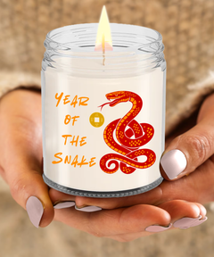 Year of the Snake 2025 9oz Scented Soy Blend Candle Chinese New Years Red Snake