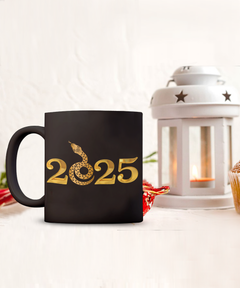 Year of the Snake 2025 black 15oz coffee mug