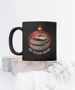 Don't Step on Christmas Snake 15oz Black Coffee Mug