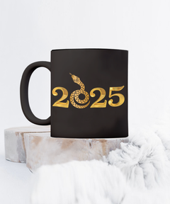 Year of the Snake 2025 black 15oz coffee mug