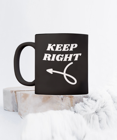 Keep Right Arrow 15oz Black Ceramic Mug