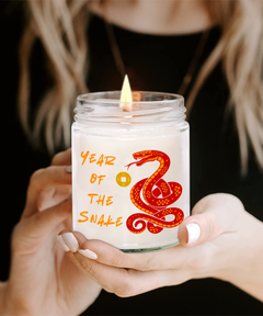 Year of the Snake 2025 9oz Scented Soy Blend Candle Chinese New Years Red Snake