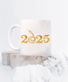 Year of the Snake 2025 white 15oz coffee mug