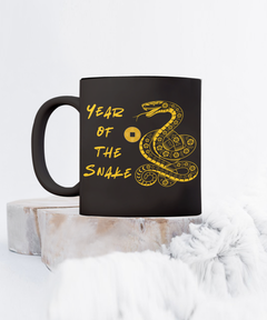 Golden Year of the Snake 15oz Black Coffee Mug Chinese New Years