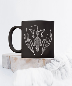 Bat Skeleton Black Ceramic Mug 15oz Halloween Fall Goth