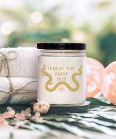 Year of the Snake 2025 9oz Scented Soy Blend Candle Chinese New Years Coin