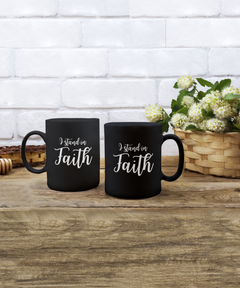 I Stand in Faith Black Ceramic Mug 15oz Religious Faith Christian Church