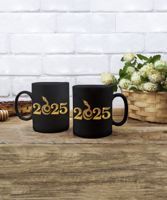 Year of the Snake 2025 black 15oz coffee mug