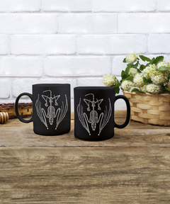 Bat Skeleton Black Ceramic Mug 15oz Halloween Fall Goth