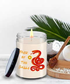 Year of the Snake 2025 9oz Scented Soy Blend Candle Chinese New Years Red Snake