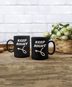 Keep Right Arrow 15oz Black Ceramic Mug