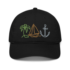 Sailing Life Embroidered Organic baseball hat gift for sailor sailboat palm trees