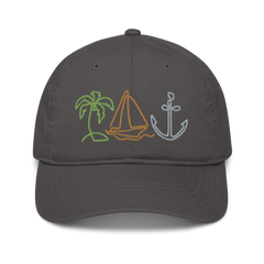 Sailing Life Embroidered Organic baseball hat gift for sailor sailboat palm trees