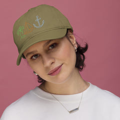 Sailing Life Embroidered Organic baseball hat gift for sailor sailboat palm trees