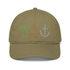 Sailing Life Embroidered Organic baseball hat gift for sailor sailboat palm trees