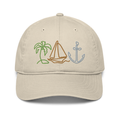 Sailing Life Embroidered Organic baseball hat gift for sailor sailboat palm trees