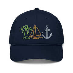 Sailing Life Embroidered Organic baseball hat gift for sailor sailboat palm trees