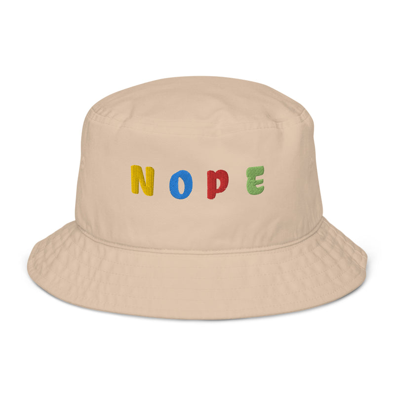 Give a Head's Up to the Day with the NOPE Embroidered Fun Organic bucket hat