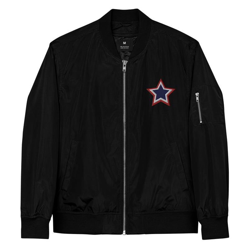 Embroidered Patriotic American Star Premium recycled bomber jacket