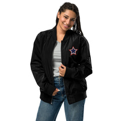 Embroidered Patriotic American Star Premium recycled bomber jacket