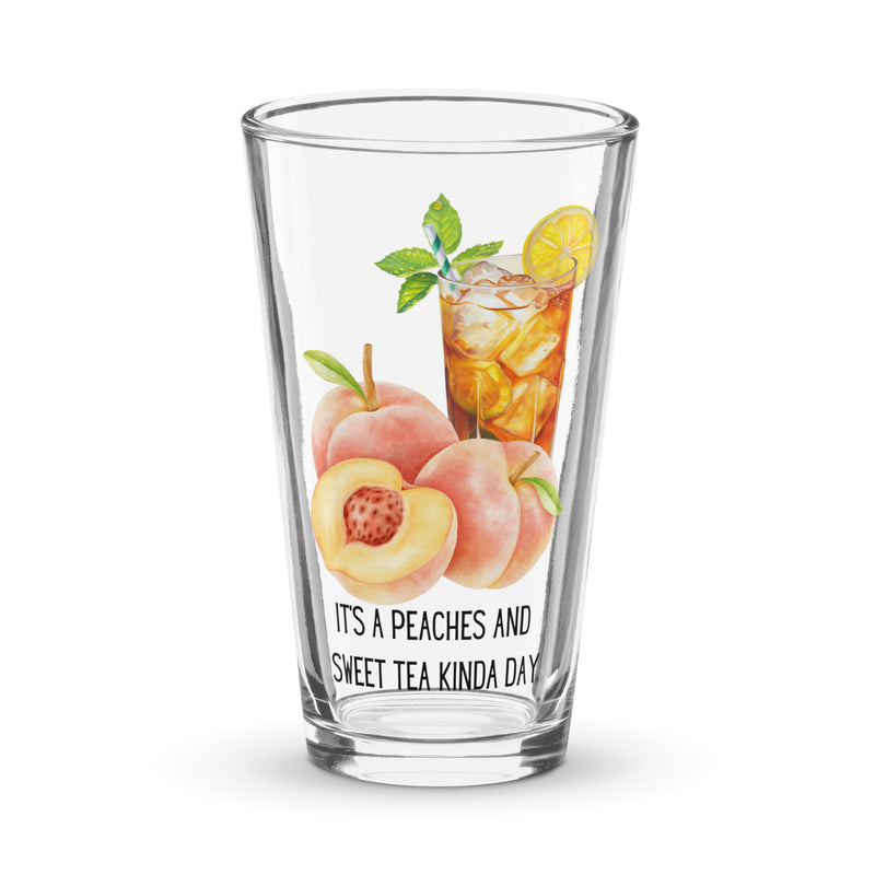 Peaches and Sweet Tea Clear Shaker pint glass 16 fluid oz