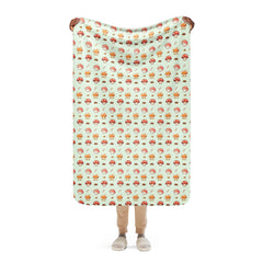 Happy Mushroom Toad Stool Sherpa blanket