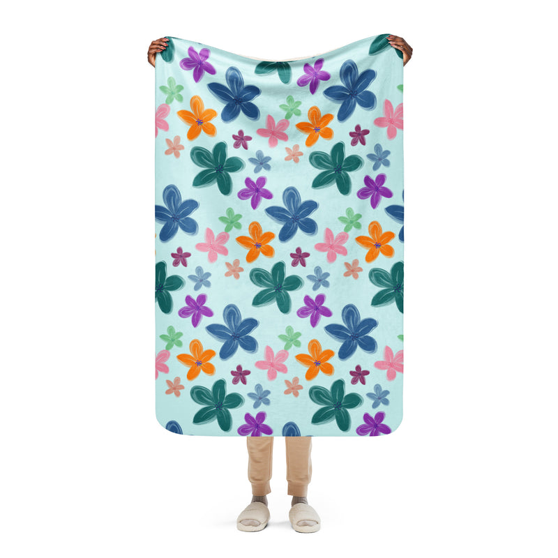 Flowers Sherpa Blanket