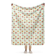 Happy Mushroom Toad Stool Sherpa blanket