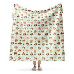 Happy Mushroom Toad Stool Sherpa blanket