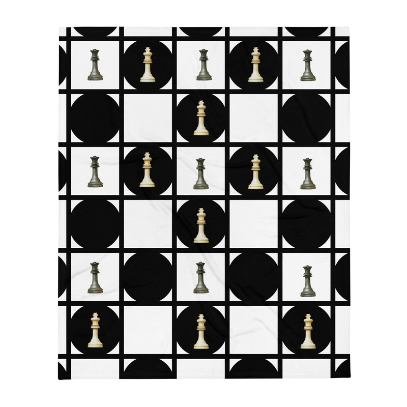 Black Queen White Queen Chess Board Blanket Throw