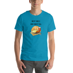 Meat and Three Crew Neck Unisex t-shirt gift for Meat and 3 food lover