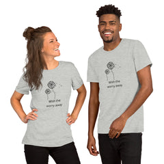 Dandelion Wishes Wish the Worry Away Unisex t-shirt gift for dandelion blowers black print