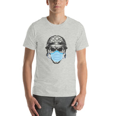 Masked Skull in War Short Sleeve Crew Neck Helmut Unisex t-shirt