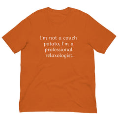 Funny Couch Potato Short Sleeve Crew Neck Unisex t-shirt Professional Relaxologist