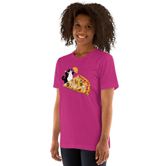 Funny T-Shirt Fat Cat Holding a Taco Goat Cheese Pizza Unisex t-shirt