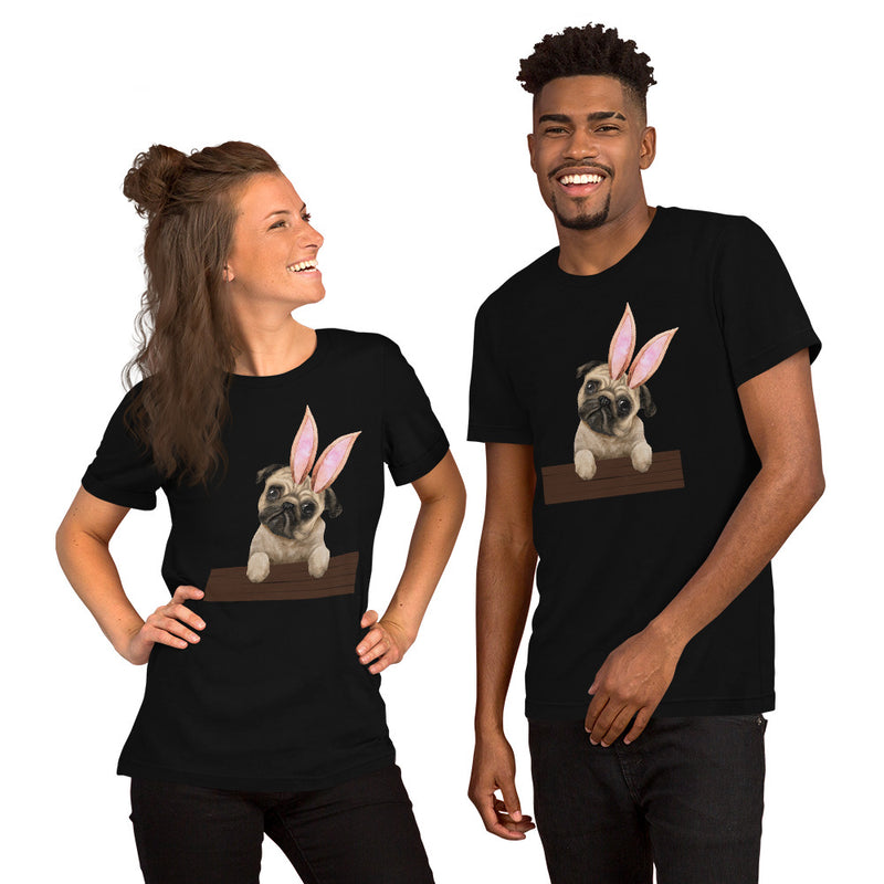 Pug Happy Easter Bunny Unisex t-shirt gift for Easter Pug Dog Lover