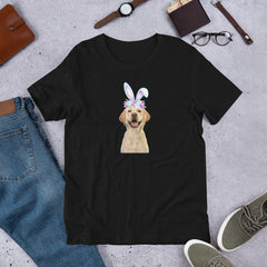 Yellow Labrador Happy Easter Bunny Unisex T-shirt gift for Yellow Lab dog lover