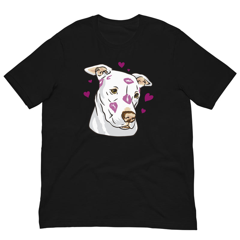 White Pitbull Kisses Short Sleeve Crew Neck Unisex t-shirt