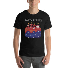 USA Flag Party like Its 1776 Short Sleeve Crew Neck Unisex t-shirt Independance Day 4th of July