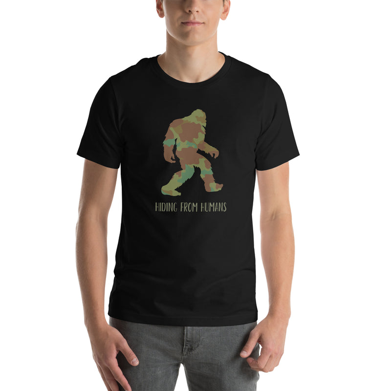 Camoflage Sasquatch Yeti Bigfoot Unisex t-shirt in Regular & Plus