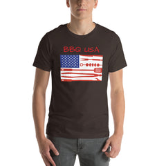 USA Flag BBQ USA Short Sleeve Crew Neck Unisex t-shirt Independance Day 4th of July