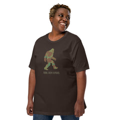 Camoflage Sasquatch Yeti Bigfoot Unisex t-shirt in Regular & Plus