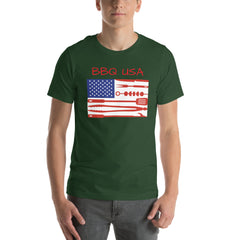 USA Flag BBQ USA Short Sleeve Crew Neck Unisex t-shirt Independance Day 4th of July