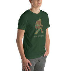 Camoflage Sasquatch Yeti Bigfoot Unisex t-shirt in Regular & Plus