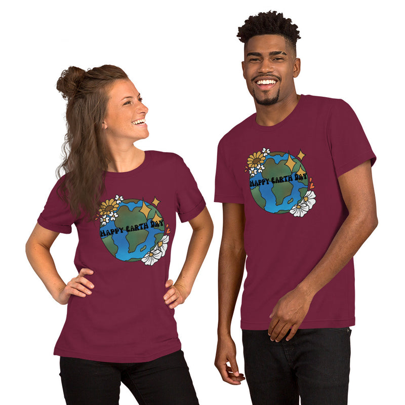 Happy Earth Day Unisex T-shirt Earth Flowers