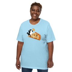 Funny T-Shirt Fat Cat Holding a Taco Goat Cheese Pizza Unisex t-shirt