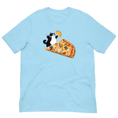 Funny T-Shirt Fat Cat Holding a Taco Goat Cheese Pizza Unisex t-shirt