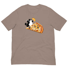 Funny T-Shirt Fat Cat Holding a Taco Goat Cheese Pizza Unisex t-shirt