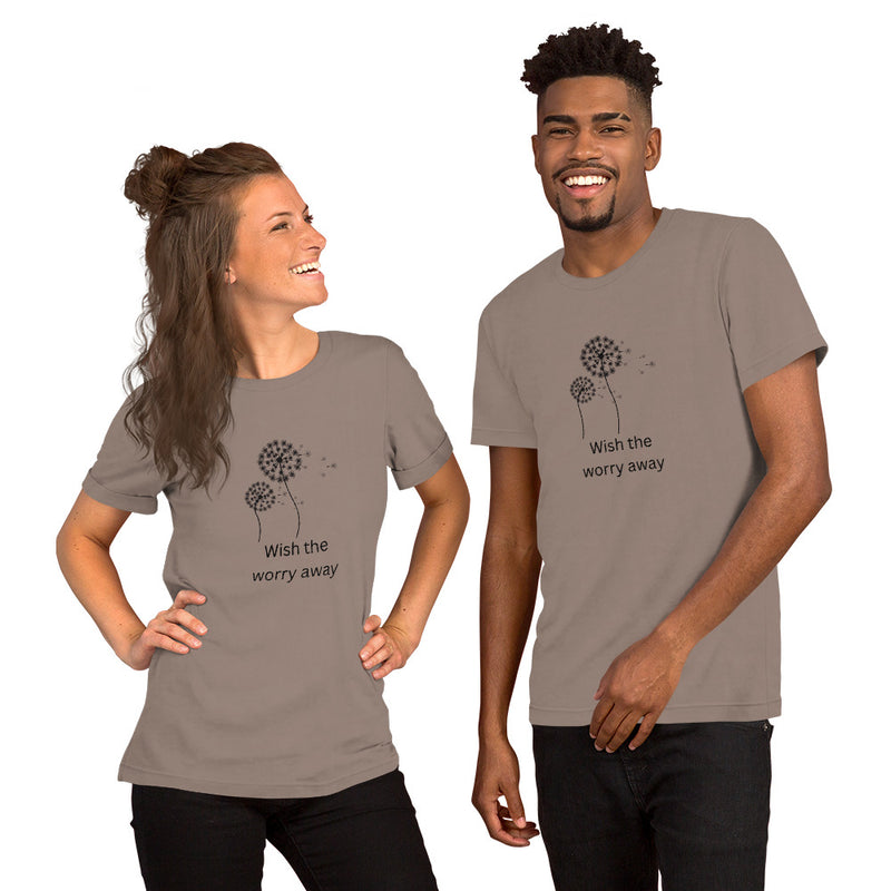 Dandelion Wishes Wish the Worry Away Unisex t-shirt gift for dandelion blowers black print